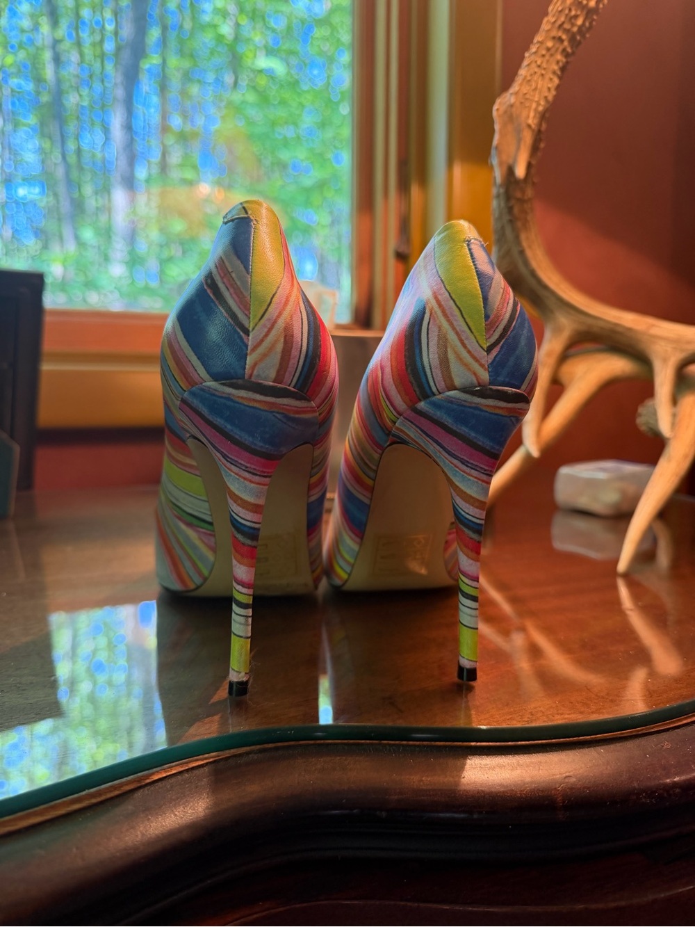 Aldo Multicolor Striped Pointed-Toe Pumps - Picture 3 of 4